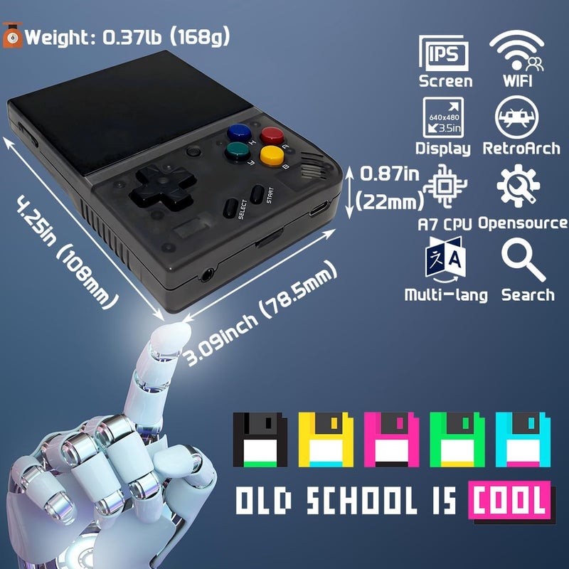 FINGEREVO وحدة تحكم ألعاب محمولة ميني ميو 3.5 بوصة شاشة IPS 640*480 3000mAh ميو-ميني+ مع حقيبة محمولة شفافة سوداء - Image 5